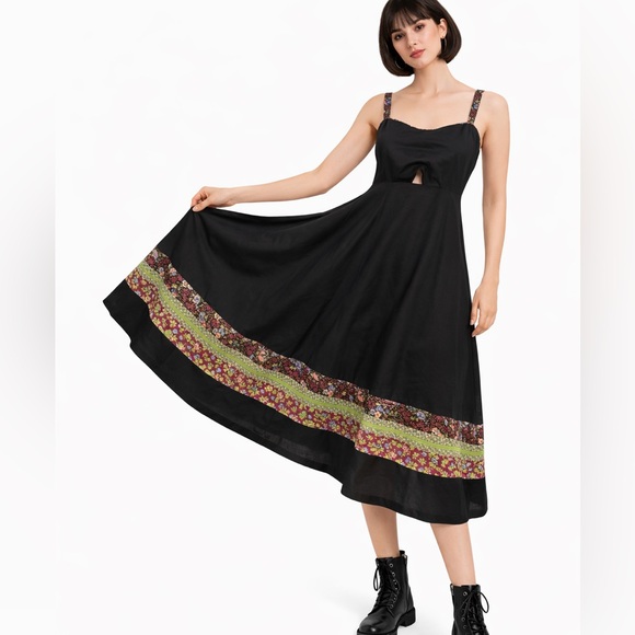 Vintage Dresses & Skirts - Young Edwardian by Arpeja bohemian💥1970s VTG midi black Dress size Small